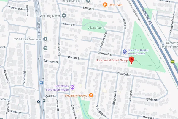 Map showing the location of Underwood Scout Den at 18A Camelot St, Underwood